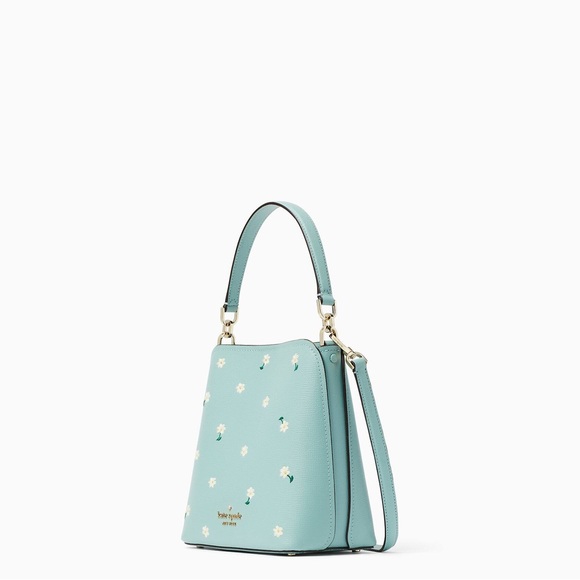 NWT Kate Spade Darcy Small Bucket Bag Daisy Embroidered Leather Aphrodite K6110 - Picture 9 of 10